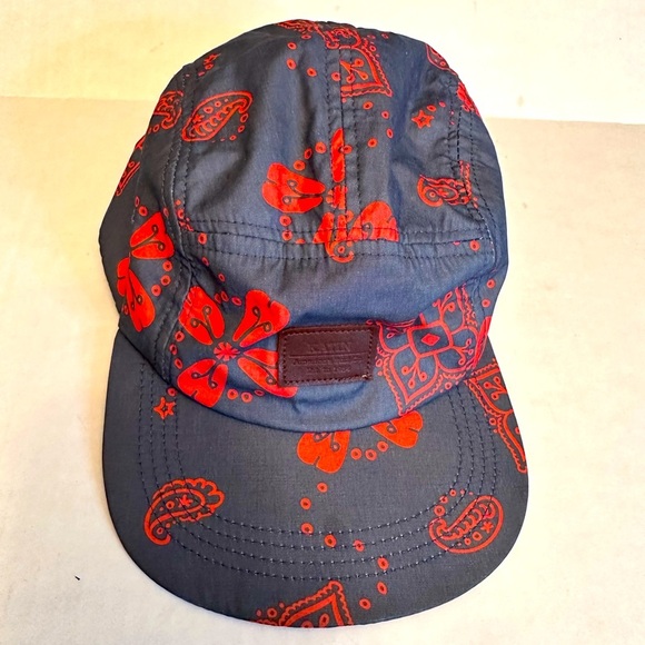 Katin American Surf Cap Hat Blue Coral Floral Design Leather Adjustable Back - Picture 1 of 10